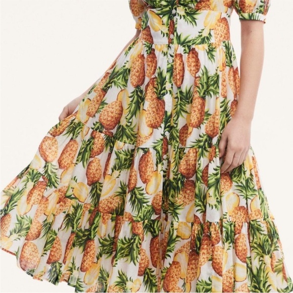 Brooks Brothers Pineapple Print Cotton Midi Dress Size 6 NEW - Picture 5 of 12